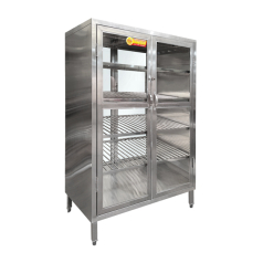 TỦ INOX 4 TẦNG SONG CÓ CỬA KÍNH 2 MẶT INN 580